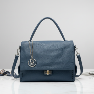 La Bambu - Borsa a tracolla platta firmata GYOIAMEA a mano tracolla casual simil pelle martellata venata