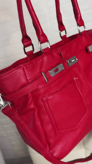 La Ruscel - borsa Biker in simil pelle a spalla con tasca frontale