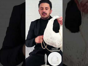 L'Allegra - Borsa firmata Gyoiamea a mezzaluna borsetta Pizzo Macramè