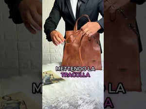 NAZARENO GABRIELLI - Borsa SHOPPING firmata giornaliera elegante capiente shopper vintage venata