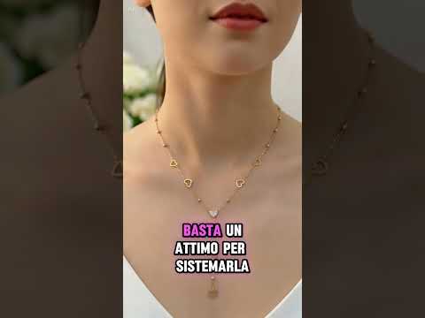Collana a Y con Cuoricini in Acciaio Oro - Girocollo Lariat Regolabile