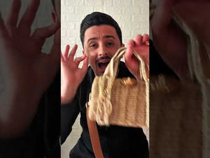 Borsa Bauletto con logo GYOIAMEA "Oblo" da Donna In Paglia Rigida con Tracolla Borsetta Estiva a Mano