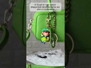 Portachiavi Charm Borsa Personaggio Foresta Verde - Ciondolo in Silicone Kawaii con Cinturino Intrecciato e Moschettone Oro
