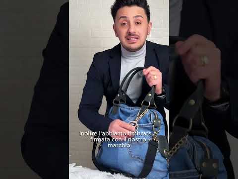 Borsa MADE IN ITALY in jeans LEVI'S vera pelle shopping a spalla e tracolla
