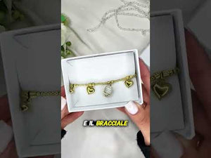 Bracciale con campana Cuore 3D in Acciaio Oro - Catena Chunky Regolabile