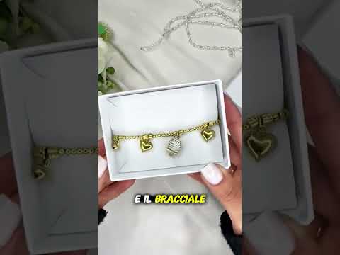 Bracciale con campana Cuore 3D in Acciaio Oro - Catena Chunky Regolabile
