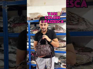 Borsa borsetta a bauletto biker zip borchie ciondolo donna sportiva rigida