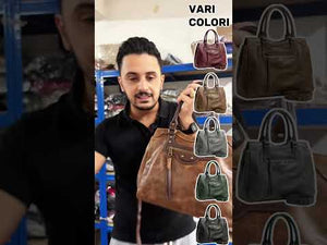 Tommasini - Borsa a bauletto biker cerniera ciondolo donna elegante rigida vintage