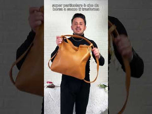 La Alibi - Borsa 2in1 in Vera Pelle trasformabile da borsa a sacco a zaino MADE IN ITALY