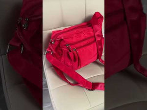 Sclerai - Borsa firmata Gyoiamea con 5 tasche zip Tracolla Donna in Nylon Multitasche