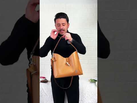 La Orbita - Borsa in Vera Pelle Italiana a sacco secchio rigida con pochette elegante sportiva
