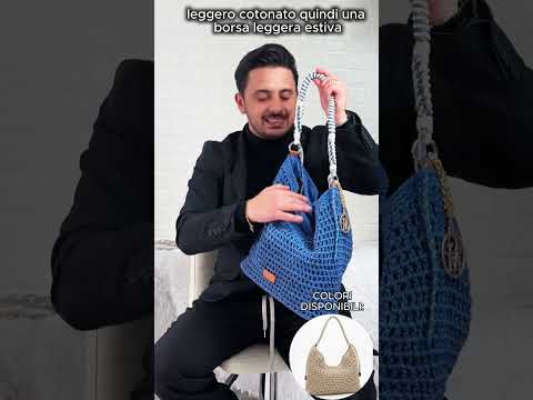 La Rachele - Borsa firmata Gyoiamea a uncinetto cordino ricamato mono manico a corda