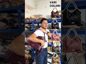 CHARRO - Borsa a Spalla Donna simil Pelle sacco borchie borchiata manici con nodo