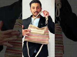 Infinity - Borsa sacco multicolore spalla paglia effetto raffia sintetica intrecciata tracolla e spalla