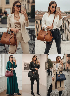 Borsa a bauletto + charms omaggio firmata COCONUDA a tracolla elegante casual simil pelle martellata