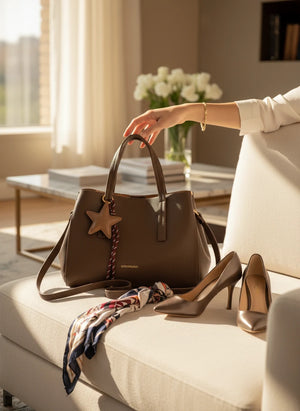 Borsa a bauletto + charms omaggio firmata COCONUDA a tracolla elegante casual simil pelle martellata