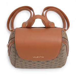Valentini Gino - Zainetto zaino donna fantasia logata logo vintage simil pelle rigida multitasche passeggio