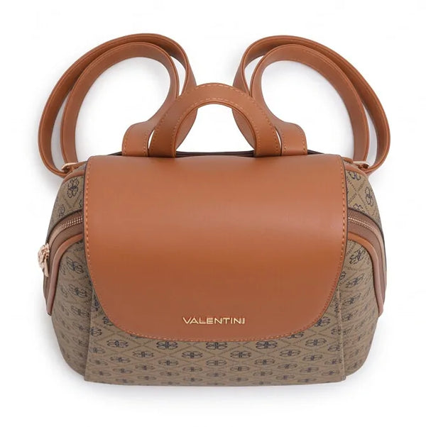 Valentini Gino - Zainetto zaino donna fantasia logata logo vintage simil pelle rigida multitasche passeggio