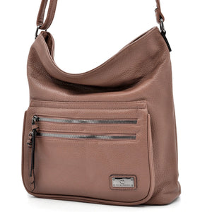 Baci & Abracci - Borsa firmata a tracolla capiente morbida simil pelle morbida venata multi tasche