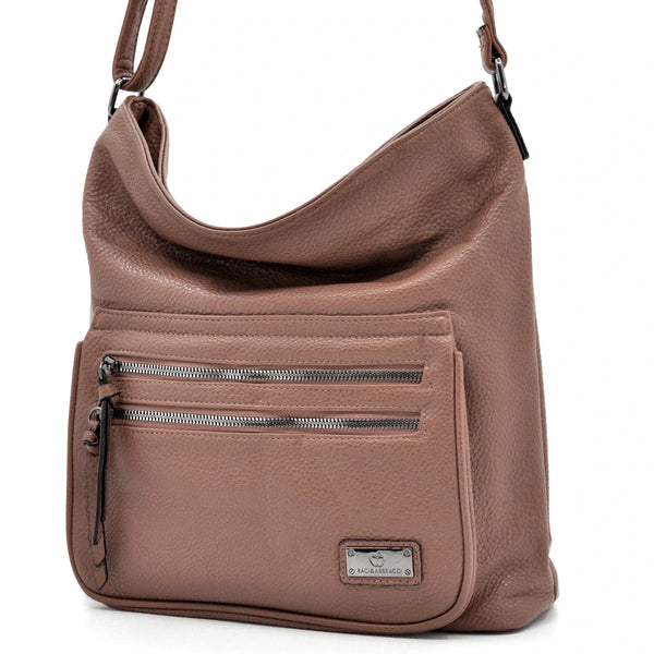 Baci & Abracci - Borsa firmata a tracolla capiente morbida simil pelle morbida venata multi tasche