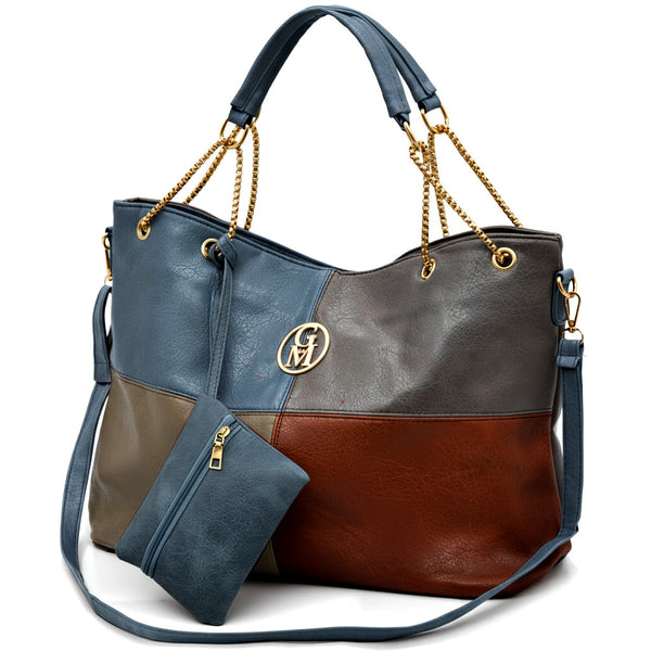 La Azzitata borsa 2 in 1 shopping con pochette in omaggio - morbida elegante casual spalla multi colore