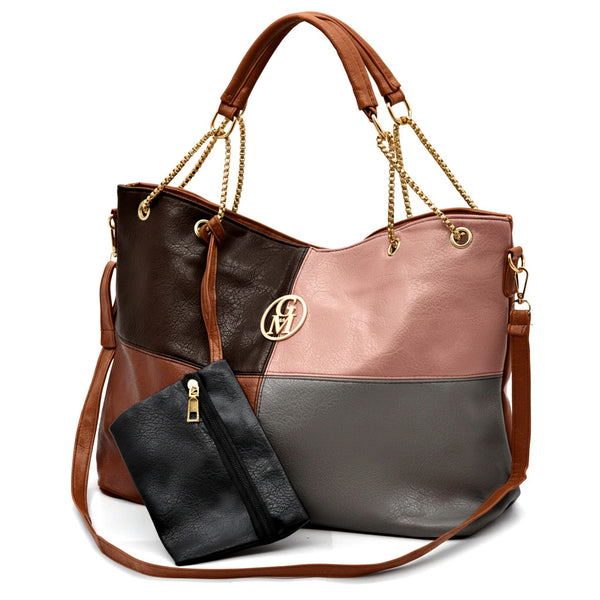 La Azzitata borsa 2 in 1 shopping con pochette in omaggio - morbida elegante casual spalla multi colore