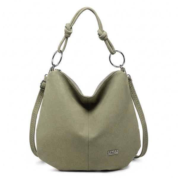 Coveri Collection - Borsa firmata a sacco spalla mono manico camoscio scamosciata secchio grande