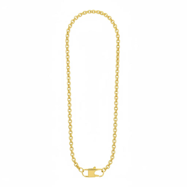 Collana Maglia Spiga con Moschettone Frontale di Design 44cm - Oro e Argento Girocollo Choker