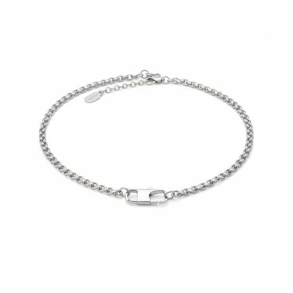 Collana Maglia Spiga con Moschettone Frontale di Design 44cm - Oro e Argento Girocollo Choker