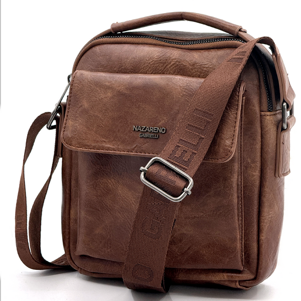 Borsello Uomo firmato Nazareno Gabrielli simil pelle borsellino Capiente e Resistente per Uso Quotidiano