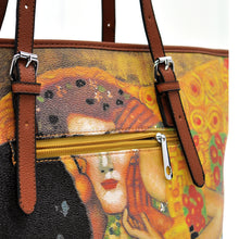 Carica l&#39;immagine nel visualizzatore di Gallery, GM milano Borsa donna Shopping quadri IL BACIO dipinto stampa pelle Gustav Klimt