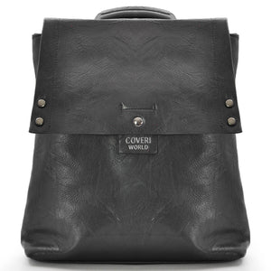 2in1 Borsa a zaino zainetto nero coveri pelle donna collezione nuovo particolare