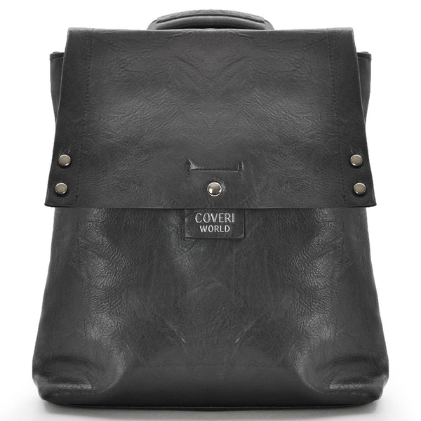 2in1 Borsa a zaino zainetto nero coveri pelle donna collezione nuovo particolare