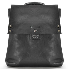 Carica l&#39;immagine nel visualizzatore di Gallery, 2in1 Borsa a zaino zainetto nero coveri pelle donna collezione nuovo particolare