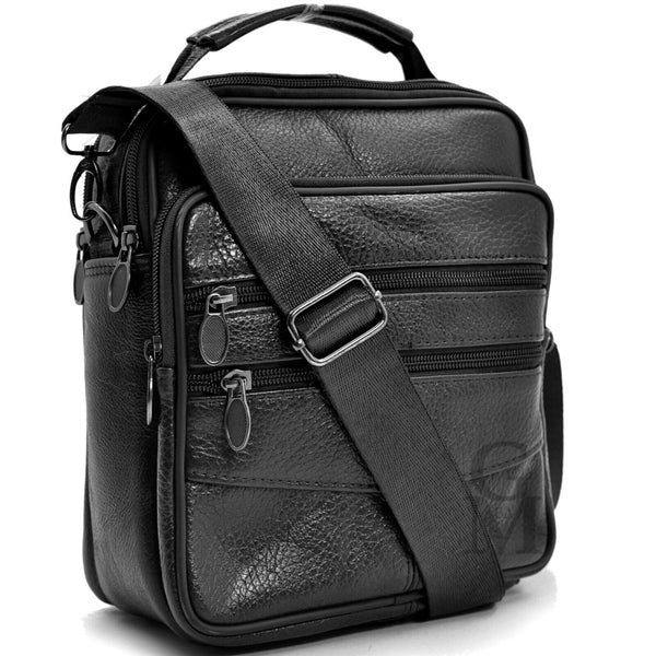 Borsello VALERIO VERA PELLE 6 tasche manico passeggio viaggio borsello vintage