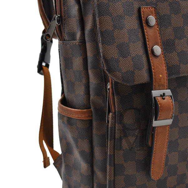 Zaino uomo vintage fantasia puoa scacchi marrone nero casual passeggio capiente