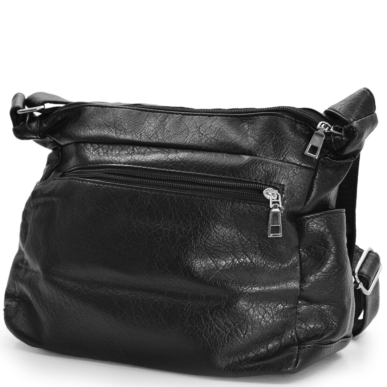 Borsa pelle multitasche grande nuova donna tracolla nera capiente elegante moda