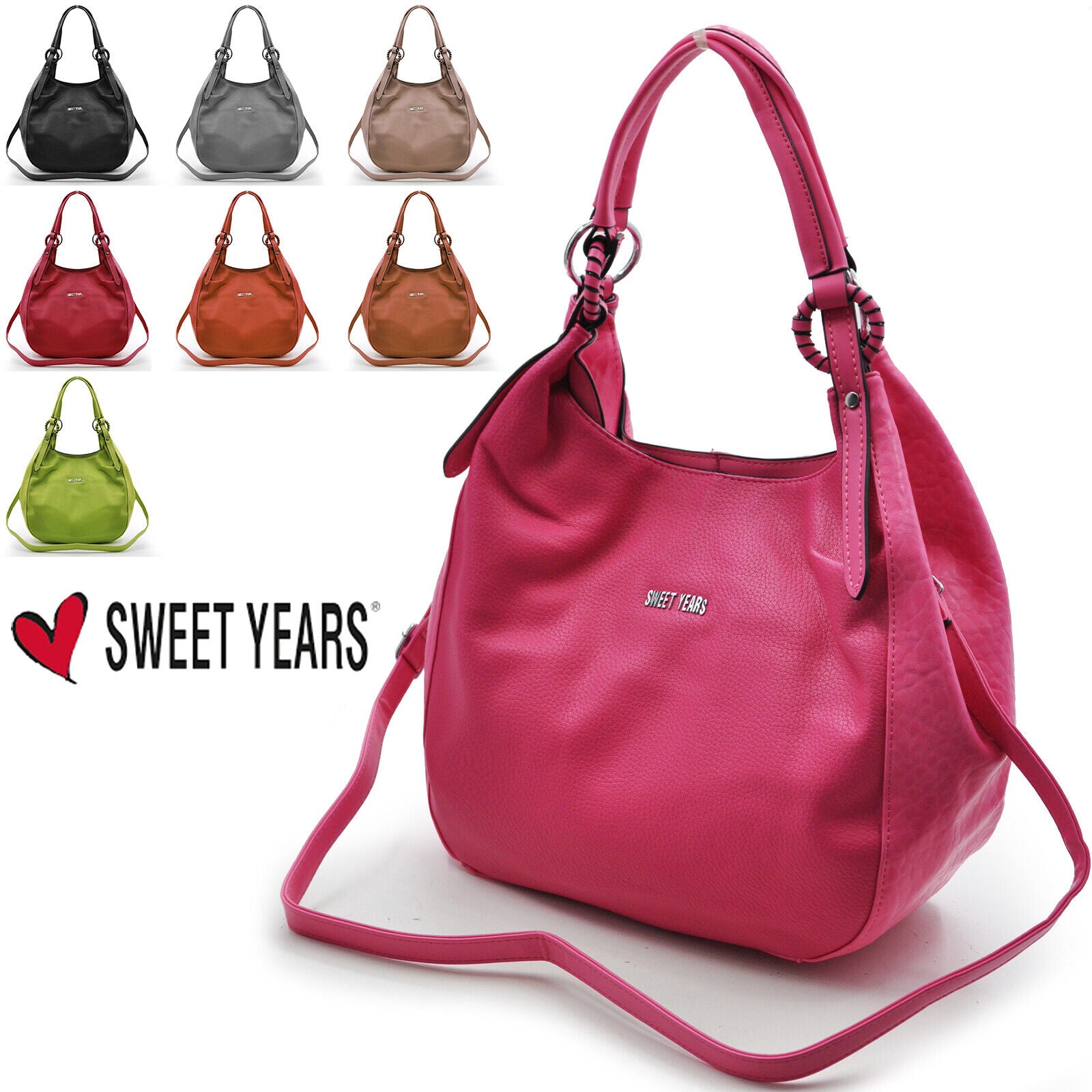 Borsa SWEET YEARS donna pelle morbida capiente sacco grande spalla cerniera moda