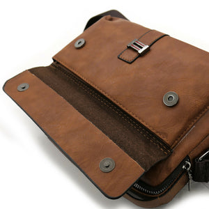 Borsello grande passeggio porta ipad a tracolla pelle marrone vintage tasche zip