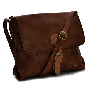 Borsa firmata COVERI uomo donna fibbie vintage pelle militare tracolla messenger