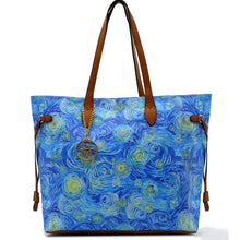 Carica l&#39;immagine nel visualizzatore di Gallery, GM borsa shopping moda stampa colori Vincent Van Gogh Notte stellata sul rodano