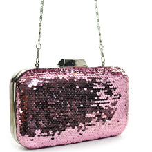 Carica l&#39;immagine nel visualizzatore di Gallery, Pochette Paillettes rosa rigida altissima qualità con strass matrimonio eventi