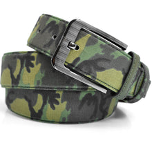 Carica l&#39;immagine nel visualizzatore di Gallery, Cintura uomo fantasia militare camouflage fashion moda casual sport jeans verde