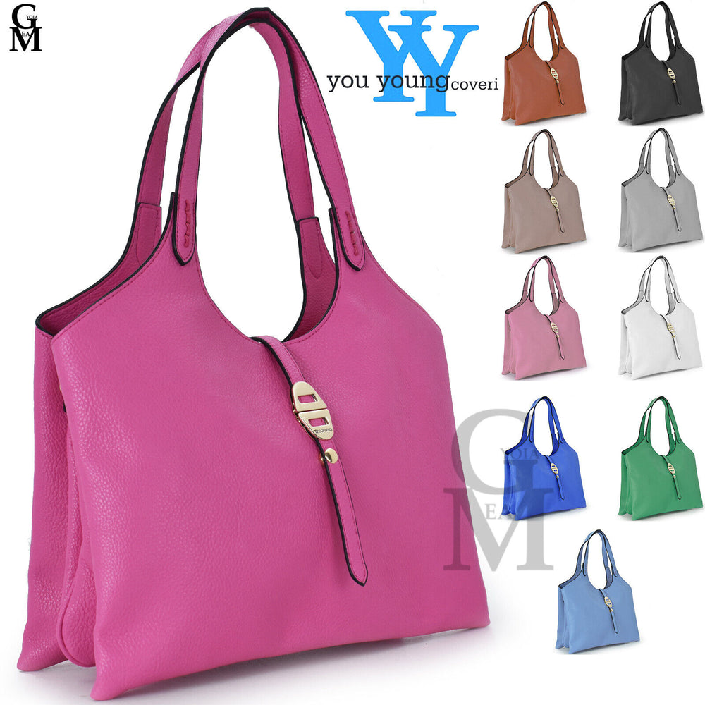 Borsa donna yyCoveri shop pelle venata sacco capiente shopping morbida ufficio