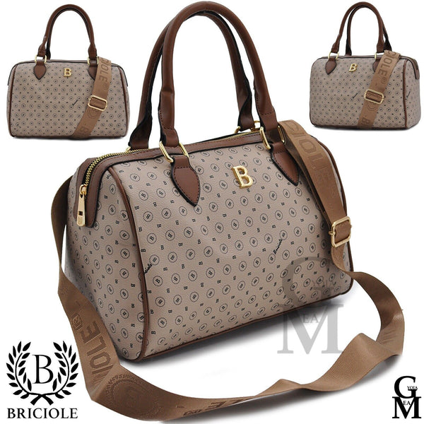 Borsa donna  bauletto tasche nuova B. Firenze moda fantasia tracolla beige kakhi