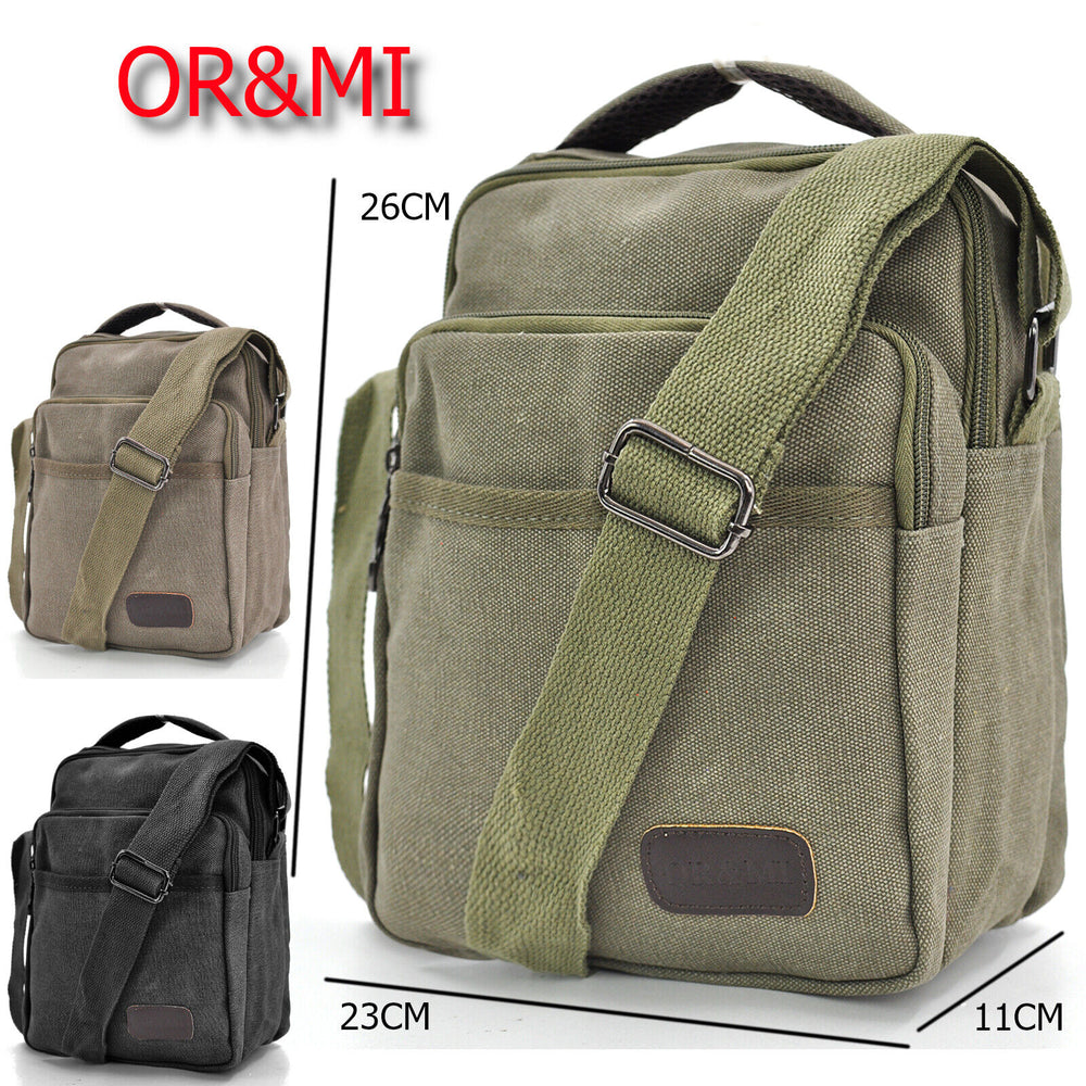 Borsello tela canvas tessuto viaggio tasche cerniere capiente casual passeggio