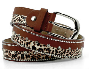 GM cintura eco pelle leopardata donna fantasia tigrata maculata colorata casual