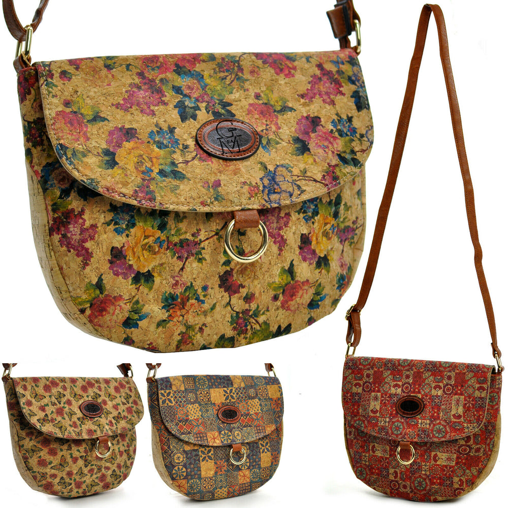 Gyoiamea borsa messenger piccola sughero fantasia postina tracolla vintage fiori