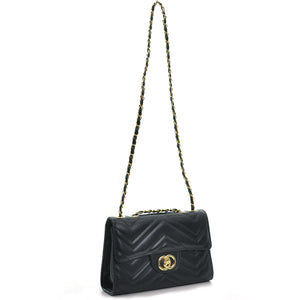 Borsa donna pochette borsetta catenina discoteca da sera trapuntata nera casual