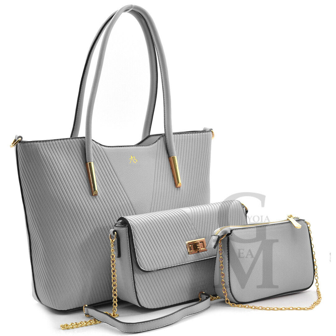 A.Basile set 3in1 borsa + borsetta + pochette trapuntata spina pesce donna lilla